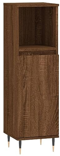 vidaXL Armoire de Salle de Bain, Colonne avec 2 Compartiments et Étagère, Meuble de Rangement avec Pieds Toilette, Moderne, Chêne Marron Bois d'Ingénierie
