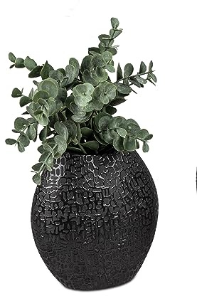 Formano Blumenvase Dekovase Vase aus Keramik 16x14cm in schwarz-matt