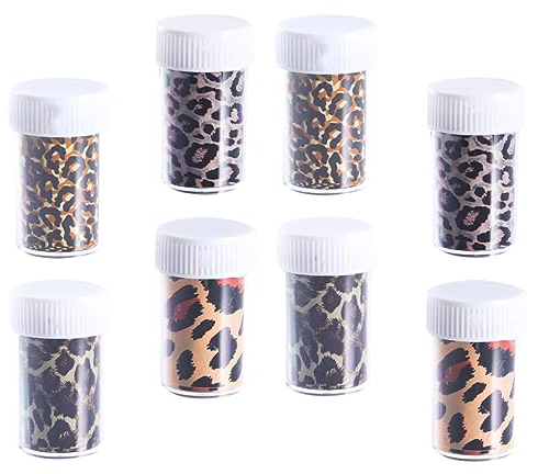 FRCOLOR 8 Leopard Star Nagelpapier Nailart-transferfolie Nageltransferaufkleber Nagelfolien-aufkleber Nagelfolie Dekorationen Folienverpackungen Für Fingernägel Aufkleber Übertragen
