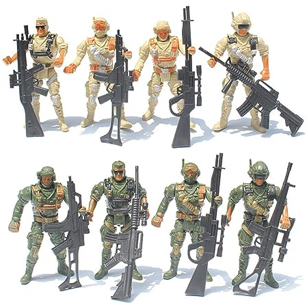 LICHENGTAI 8 Stück Militär Modell Soldat Spielzeug Armee Figuren Set Mini Plastik Soldatenfiguren Spielzeug Figuren Zubehör Schlachtfeld Spielzeugsoldaten Armee Figuren für Kinder Jungen 3+