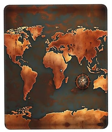 Rust World Map Rectangle Mouse Mat Pads - Gaming Mousepad,Rubber Mousepad with Ergonomic Design for Laptop, Computers & Office