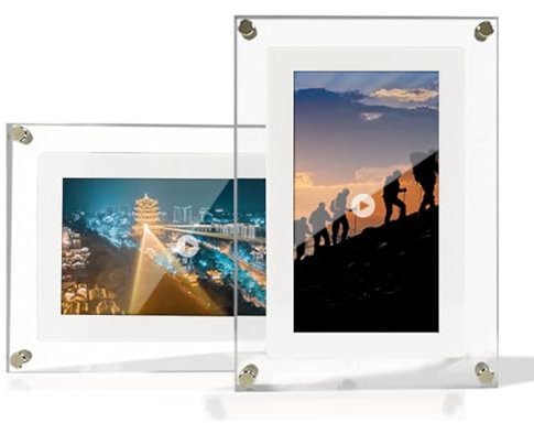 Cadre Photo Numérique en Acrylique, Écran LCD NFT 5/7/10 Pouces avec 1 Go De Mémoire Et Batterie Rechargeable, Prise en Charge De La Commutation Horizontale Et Verticale,7 inch