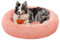 Feandrea Hundebett flauschig, Katzenbett, Donut Kissen, waschbar, Polsterung in der Mitte herausnehmbar, Langer Plüsch, 100 cm Durchmesser, rosa PGW042R01