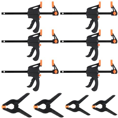 6 Pcs 4 Inch Clamps for Woodwork Clamps, Quick Grip Clamps and 4 Pcs Spring Clamps for Woodworking Clamps(2 & 3 Inch), Carpentry Bar Clamps, Jaws Ratchet Wood Clamps Set for Carpentry DIY Projects