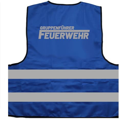 Feuerwehr Gruppenführer Warnweste BZW. Signalweste mit reflektierendem Aufdruck - Größe S/M, Blau