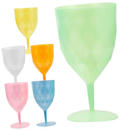 KOMBIUDA 6pezzi Bicchieri Colorati Per Bevande Bicchieri Plastica Resistente Per Feste e Camping Per Vino e Cocktail Adatti Juice Tè e Altre Bevande