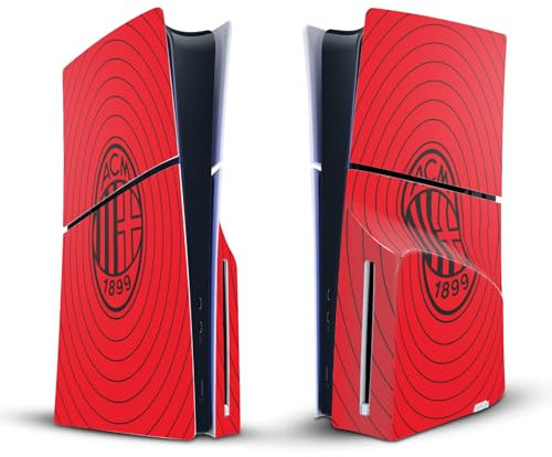Head Case Designs Licenza Ufficiale AC Milan Rosso E Nero Arte Vinile Sticker Gaming Pelle Adesivo Compatibile con Sony Playstation 5 PS5 Slim Disc Edition Console