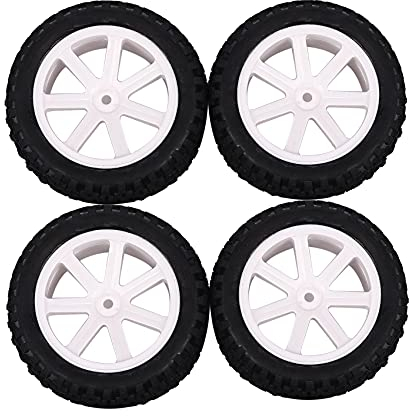 Jiklophg 4 StüCke 1/10 RC LKW Gummi Reifen Rad Reifen Leicht Metall Felgen Ersatz Reifen für ZD Rennen Buggy Crawler Auto RC Modell Teile, Weiß