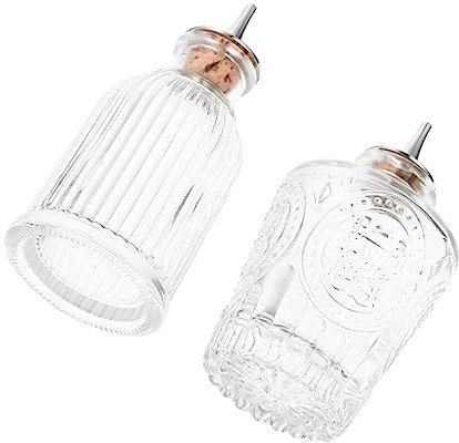 Alipis 2pezzi Bottiglie Vetro Vintage Per Bitter Da Cocktail Con Tappo Fine Bottigliette Delicate e Comode Per Bar e Casa Adatte Per Assenzio e Aromi Viscosi