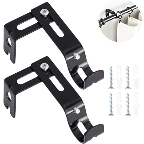 QEQSHQO 2 Pcs Supports Murale Réglables, Support de Tringle à Rideau Réglable, Compatible avec Les tringles à Rideau d'un diamètre Maximal de 20mm-25mm, Support pour Tringle à Rideau (Blanc)