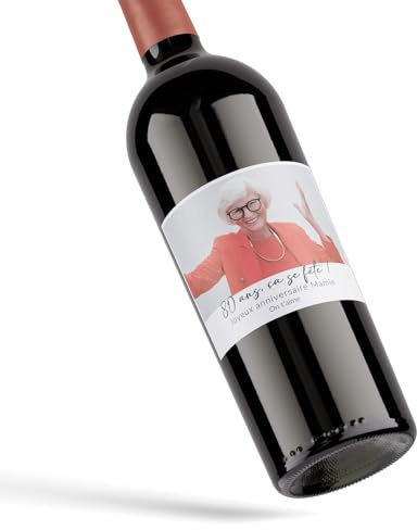 4 Étiquettes autocollantes à personnaliser avec texte et photo pour bouteille de vin - naissance - anniversaire- mariage - fête - cadeau - format 12x9 cm