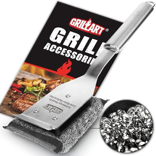 GRILLART Grillbürste Borstenfrei, Sichere Grillbürste für Outdoor Grill, SteamWizards BBQ Grill Reinigungsbürste Kit, Austauschbarer Kopf Grillschaber Werkzeug, Grillreiniger BBQ Zubehör, Geschenke