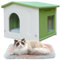Kunststoff-Katzenhaus für Outdoor Indoor-Gebrauch, stapelbar verwilderte Katze Unterschlupf Indoor-Katzenhaus isoliert wetterfest wasserdicht -Grün