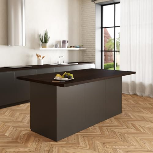 VE.CA – Isla de cocina Erika – Color antracita – Aparador de cocina – Mueble de cocina – Ideal para una cocina completa – Ideal como mesa de comedor – Fabricado en Italia (wengué)