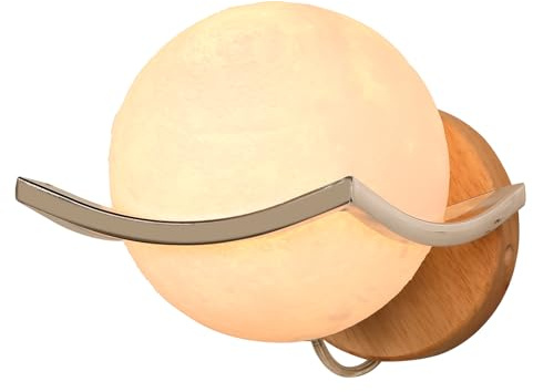 LIGKIN Wandleuchte Innen Kreative Design LED Wandlampe Holz Wandleuchte Kugel mit G9 Glühbirne Acryl Wandleuchten Deco für Schlafzimmer Treppe Flur