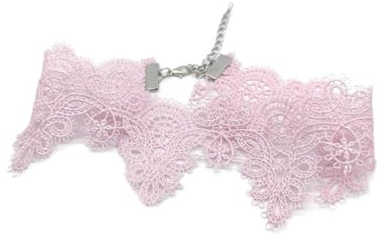 Meiliyizu Spitzen-Choker-Halskette, Vintage-Spitzen-Choker-Halskette, stilvoller Anhänger, verstellbare Länge, elegantes Halsband für Damen, Modeschmuck, Accessoire, Rosa
