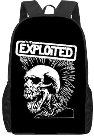 FCMWLKEJI Punk Rock Hand Skull Schultaschen 3D-Druck Rucksack für Mädchen Jungen Schüler Büchertasche Kinder Schultaschen Reisetasche, Schwarz , M