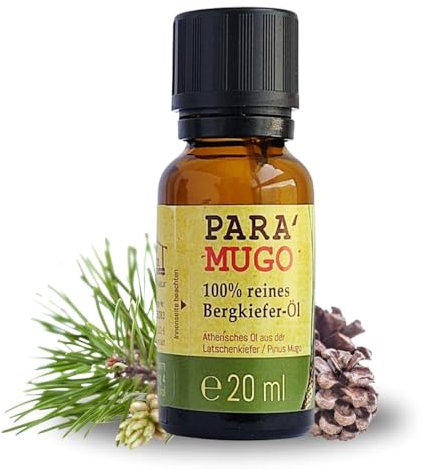 Olio Essenziale di Pino Mugo 20 ml - 100% Puro e Naturale – Essenza Distillata dalle Montagne dell'Alto Adige per Aromaterapia, Sauna, Bagni, Massaggi e Benessere Respiratorio