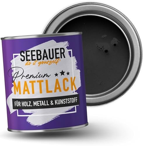 SEEBAUER diy Mattlack Schwarz 2,5L für Innen & Außen (No. 100 Black Pearl) Möbelfarbe ohne Schleifen - Hybrid-Lack für Holz, Metall, Kunststoff - Holzlack, Möbellack hohe Deckkraft