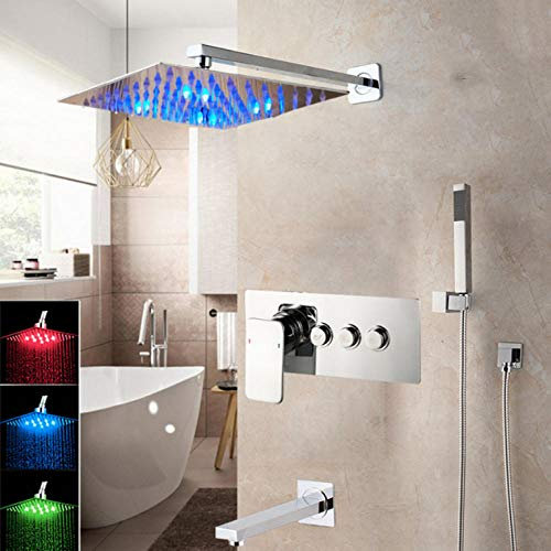 KFTLDYZL Miscelatore Doccia LED in Ottone Massiccio Rubinetti per Vasca da Bagno Rubinetto Doccia per Bagno Rubinetto Doccia Digitale a 3 funzioni Set
