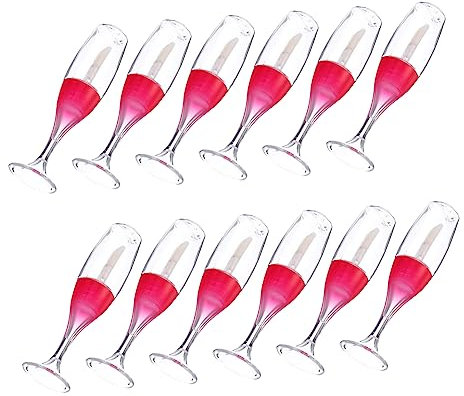 DRESSOOS 12pièces Tubes De Gloss à Lèvres Vides Forme Verre à Vin Contenants Rechargeables Transparents Pour Échantillons Et Maquillage Portable