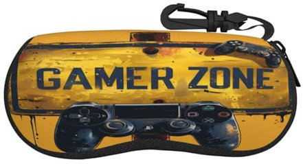 WDXQHY Gamer Zone Ultra-Light Portable Soft Shell Brillenetui Neopren Sonnenbrillenetui mit Haken für Reisen Wandern Laufen und den täglichen Gebrauch
