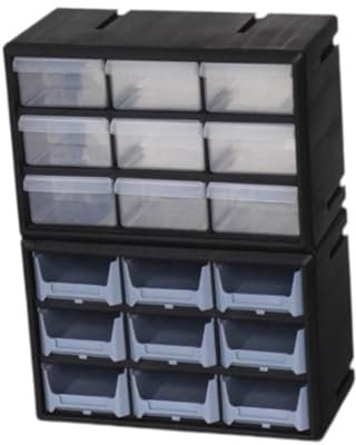 Dualoai 18 Drawer Storage Cabinet Accessories, Tool Storage, Multifunctional Craft Cabinet, Storage for Bolts, Black