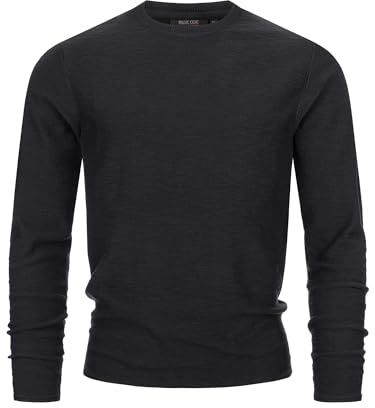 Indicode Herren INMacedonio Feinstrickpullover mit Rundhals-Ausschnitt | Feinstrick-Pullover für Männer Black, M