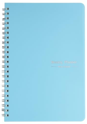 Blau Undatierter Wochenplaner, Terminplaner A5, wöchentlicher Terminkalender mit To-Do-Liste, 52 Blatt Terminplaner für Wochenorganisation, Kalender mit Hardcover und Ringbindung
