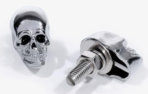 WTMT Totenkopf-Kennzeichenschrauben - Verchromte Metall-Schraube mit universellem Einsatz für Motorrad Auto Custombike