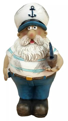 Generisch Maritime Deko Figur Kapitän mit Segelboot Seemann Höhe 11,5cm (6322)