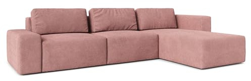 AXLIVING Couch XXL L Form Arkleton Ecksofa Groß Rosa 360cm Komfort R