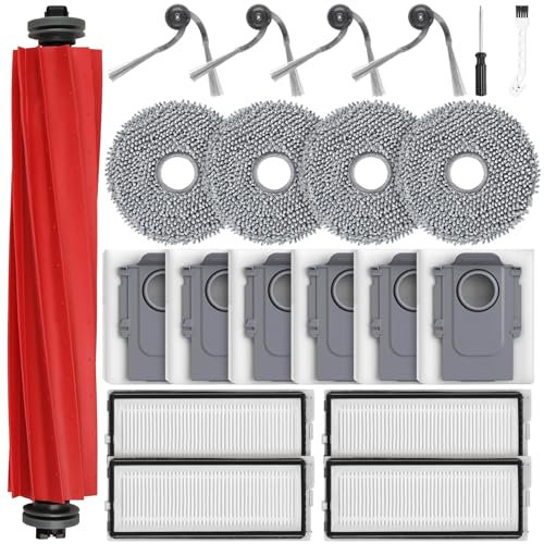 26 accesorios para robot aspirador Roborock QV 35A/QV 35S, 2 cepillos principales, 6 bolsas de polvo, 6 almohadillas de limpieza, 4 filtros HEPA, 6 cepillos laterales, 1 cepillo de limpieza, 1