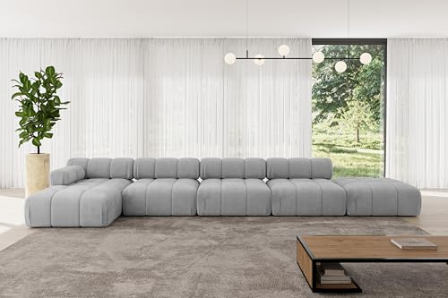 ALTDECOR Modulares Sofa Ecksofa in L-Form Corner modular Sofa Eckcouch Couch Wohnlandschaft Cauchsofa Polstersofa Lizur-L3-475x160x70 cm Hellgrau