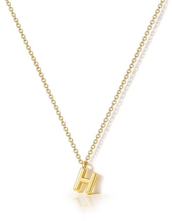 HANLI Kette Gold Damen - 14K Gold Vergoldet Goldkette mit Buchstaben Kette Damen Halskette Schmuck Personalisierte Geschenk für Frauen Mädchen Freundin