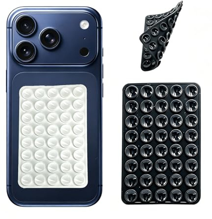 SEYUGOPTI Silikon Silikon Saugnapf Handy Beidseitig, Schwarz+Weiß, 2er-Pack | Extra Starke Anti-Rutsch Saugnäpfe für Handy Rückseite, Universal Handyhalterung für iPhone 17/16/15/14 & Galaxy S23/S24/S25