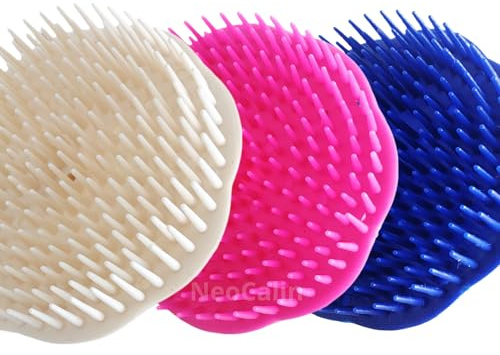 NeoCalin® – Lot de 3 Brosses Shampooing pour Cheveux | Silicone Souple | Rituel Hammam Marocain | Purifie le Cuir Chevelu & Racines – Douceur & Fraîcheur – Couleurs Aléatoires