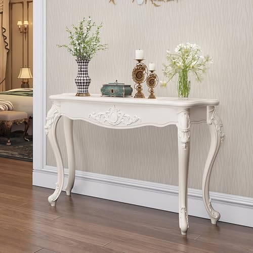 LUNAIZHUO Console D'entrée Vintage, Console Blanche, Meubles en Bois pour Salon, Entrée, Couloir, Hall D'entrée(Silver,120cm/47in)