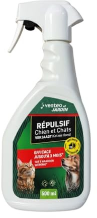Venteo - Spray Repulsif Chat Exterieur Repulsif Chat Interieur | Chiens et Chats 500 ML | Formule Olfactive Longue Durée | Protection Espaces Intérieurs et Jardins Contre Marquage et Intrusions