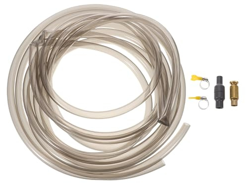 ROMISBABA Tuyau de Siphon pour Aquarium 5M avec Collier de Serrage, Kit de Changement D’Eau Rapide en PVC ¼, Aspirateur à Gravier pour Aquarium, Système de Nettoyage pour Poissons et