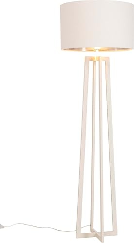 Kare Design Stehleuchte Timon, Beige, 160x50x50 cm, Stehlampe, Leselampe, Lampe, Leinen Schirm, Leuchtmittel nicht inklusive