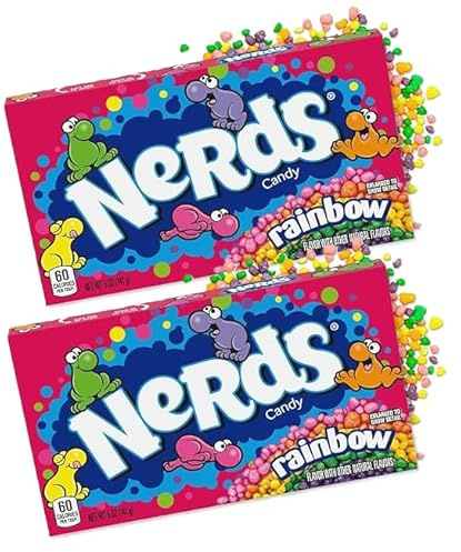 2er Set Nerds Rainbow Candy – Amerikanische Süßigkeiten – Bunte Knusperbonbons mit Fruchtgeschmack – 2 x 141 g