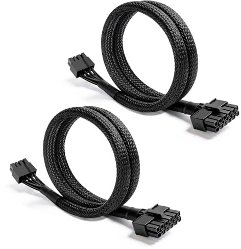YieJoya 2 Packung PCIE Kabel für Be Quiet, PSU 12 Pin Stecker auf PCIe 8 Pin (6+2) Stecker Stromversorgungskabel für Be Quiet Modular Power Supply