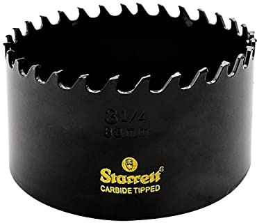 Starrett Tungsten Carbide Tipped Hole Saw - CT314 Deep Cut Holesaw Cutter - For Wood Suspended Flooring Reinforced Concrete & Fibreglass - 83MM