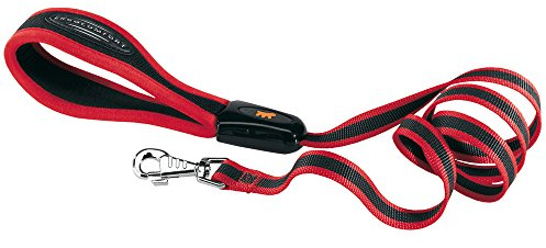 Ferplast ERGOCOMFORT G Ergonomic Dog Lead - Secure Grip with Soft Padding - Anti-Abrasion - Extra-Resistant Finished Seams - Italian Design - 120 x 2 cm, Red