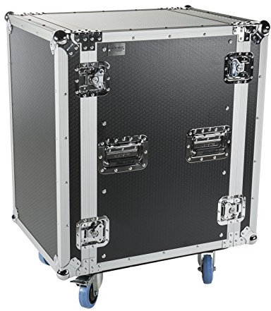 Music Store Pro Case 19 DD - Robustes 16HE Tour Case mit 4 Lenkrollen und 8 Butterfly-Schlössern - Mehrschichtiges Holz, 460mm Tiefe Rackschiene - Ideal für sicheren Geräteeinbau und Transport