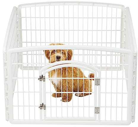 IRIS USA 24 4-Panel Dog Puppy Playpen Fence Enclosure with Dog Gate Door - Indoor Pet Playpen - 4 or 8 Panel