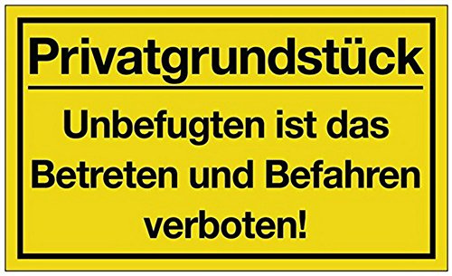 Hinweiszeichen Privatgrundstück L400xB250mm Kunststoff schwarz/gelb