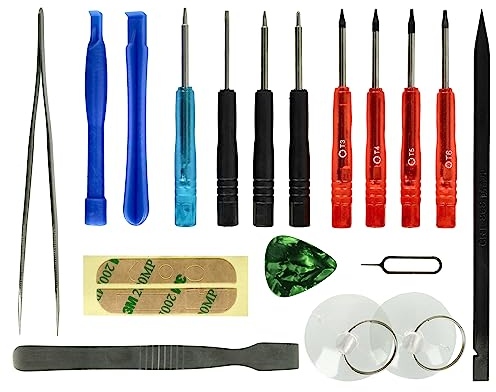 vhbw Reparatur Werkzeug Set für Smartphone, Tablet, Display, Akkuwechsel - inkl. Schraubendreher, Kleber, Öffnungswerkzeug und mehr
