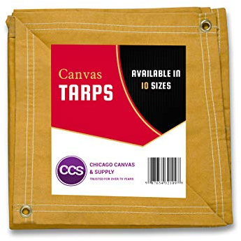 CCS CHICAGO CANVAS & SUPPLY Strapazierfähige, wasserdichte Segeltuchplane – extra langlebige Mehrzweck-Campingplane mit rostfreien Ösen für industrielle und gewerbliche Nutzung, Gold, 3,6 x 4,6 m